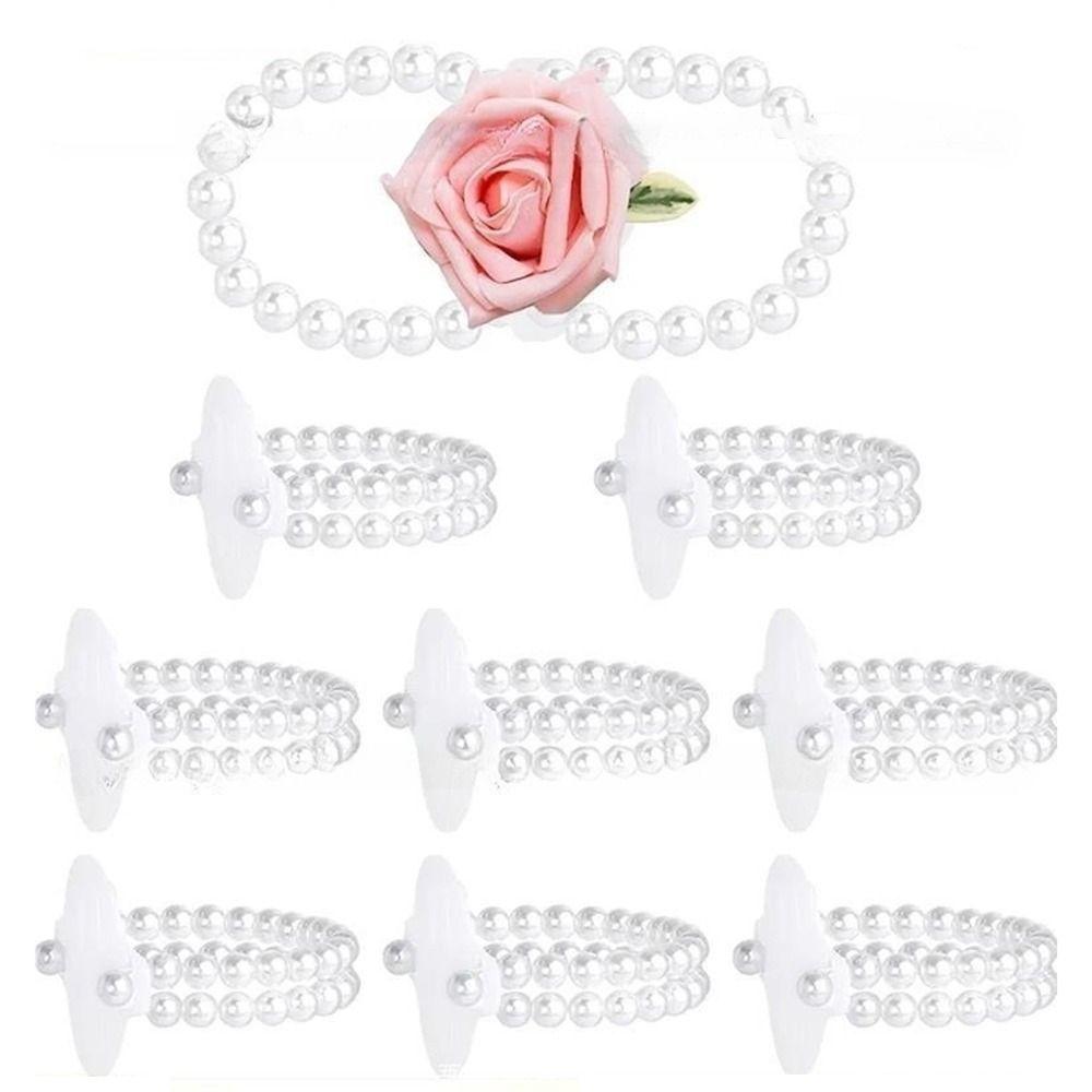 10 Pcs Elastic Wedding Pearl Wristband Wrist DIY Decor Corsage Bracelet Corsage Wristlet Band Prom