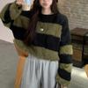 Вязаный свитер женский из имитации норки, в полоску, контрастного цвета, осенний, новый, мягкий, восковой, с чувством дизайна, ретро, свободный