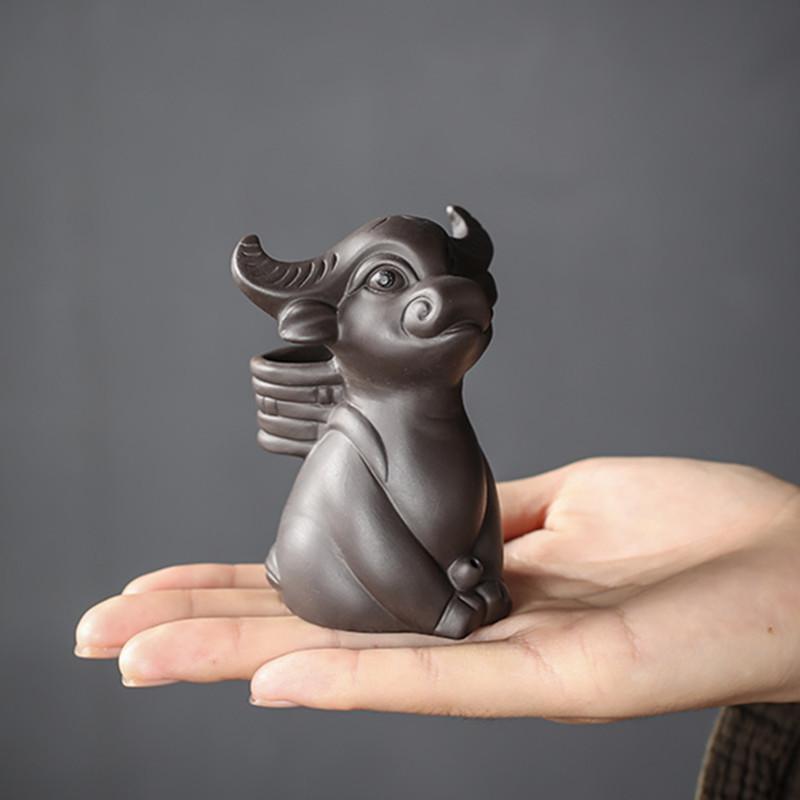 Творчество Фиолетовая глина Вода Спрей Чай Домашнее животное Ручная работа Статуэтка скота Украшения Настольные поделки Китайский чай Украшения Аксессуары