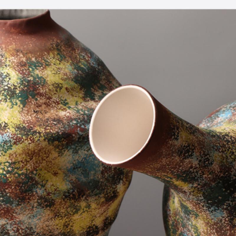 Керамическая ваза Ретро Цветная Граффити Ваза для цветов Керамические поделки Фарфоровая ваза Террариум Аксессуары для украшения дома