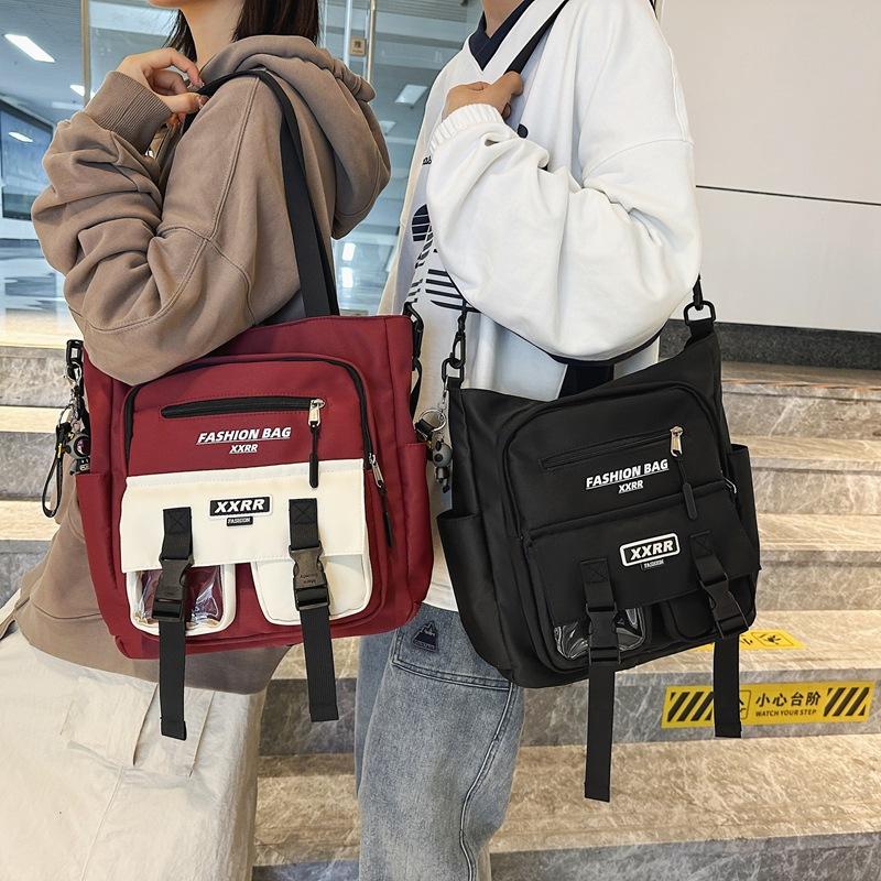 Women's Handbag Color Block Men's Messenger Bag Large Capacity Student Class Shoulder Bag