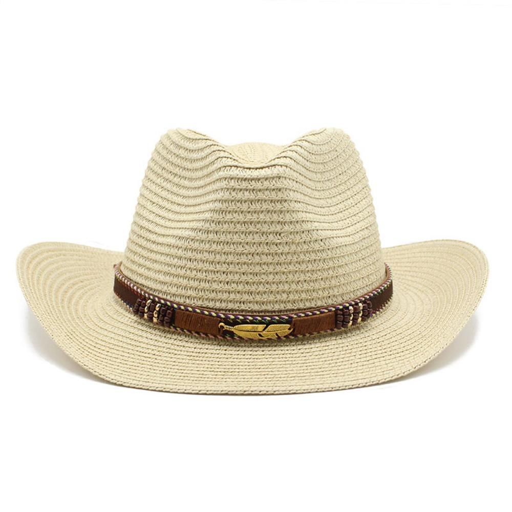 Summer Jazz Cap Fedoras Hats Sunscreen Straw Cowboy Hat Women Straw Cap Sun Hat Men Cowboy Hat