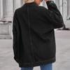 Women's Fashionable Versatile Classic Retro Solid Color Lapel Long Sleeved Pocket Loose Denim Jacket