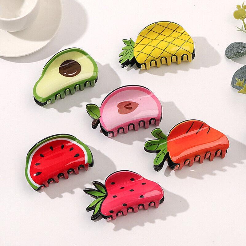 Large Pineapple Carrot Acrylic Chic Barrettes Fruit Shape Hair Claws Shark Clip+