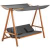 Hollywood Swing with Bed Function 3-Seater Garden Swing Larch with Adjustable Sun Canopy 225.5 x 130 x 180 cm