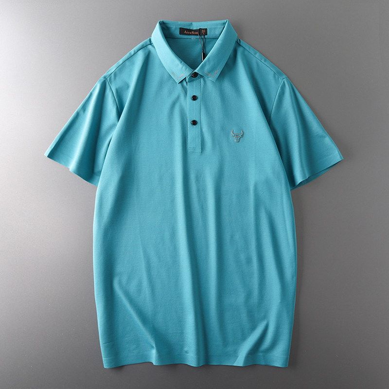 Export Original Tail Single Cut Label Mercerized Cotton Short Sleeve T-Shirt Men's Summer Polo Shirt Trendy Export Menswear T-shirt Tops