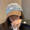 Fashionable Distressed Denim Baseball Hat For Adults With Design Embroidered