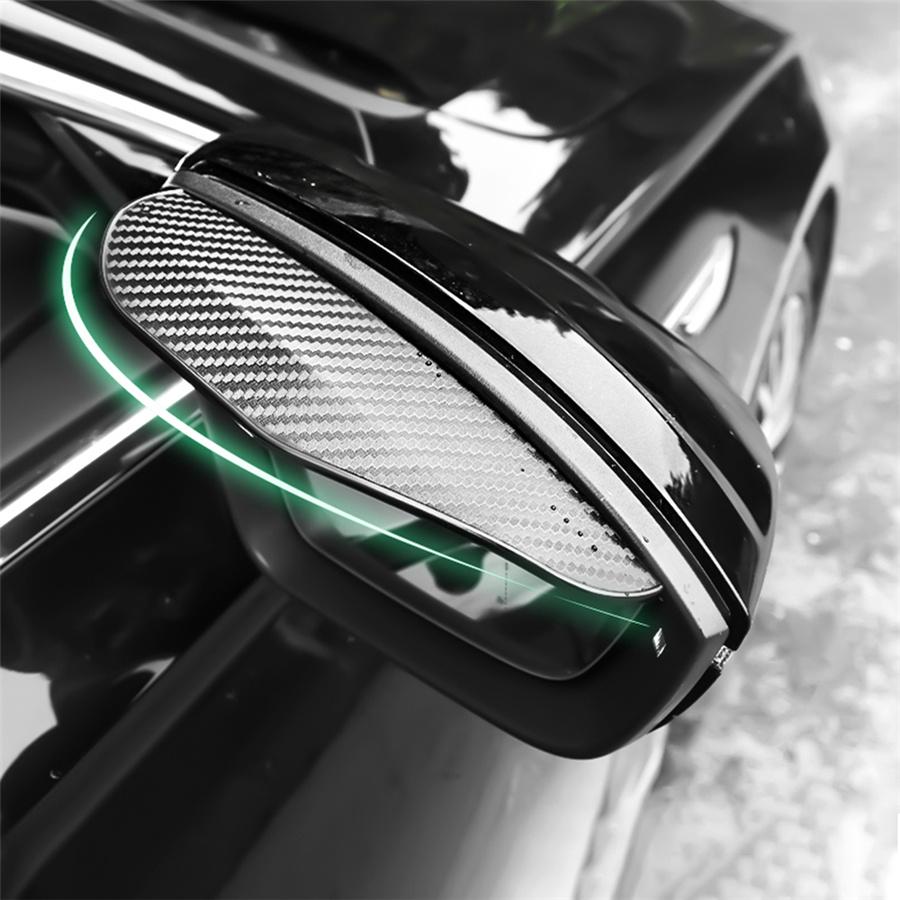 2Pcs Car Rear View Mirror Rain Shield Cover Mirror Rain Guard Carbon Fiber Style