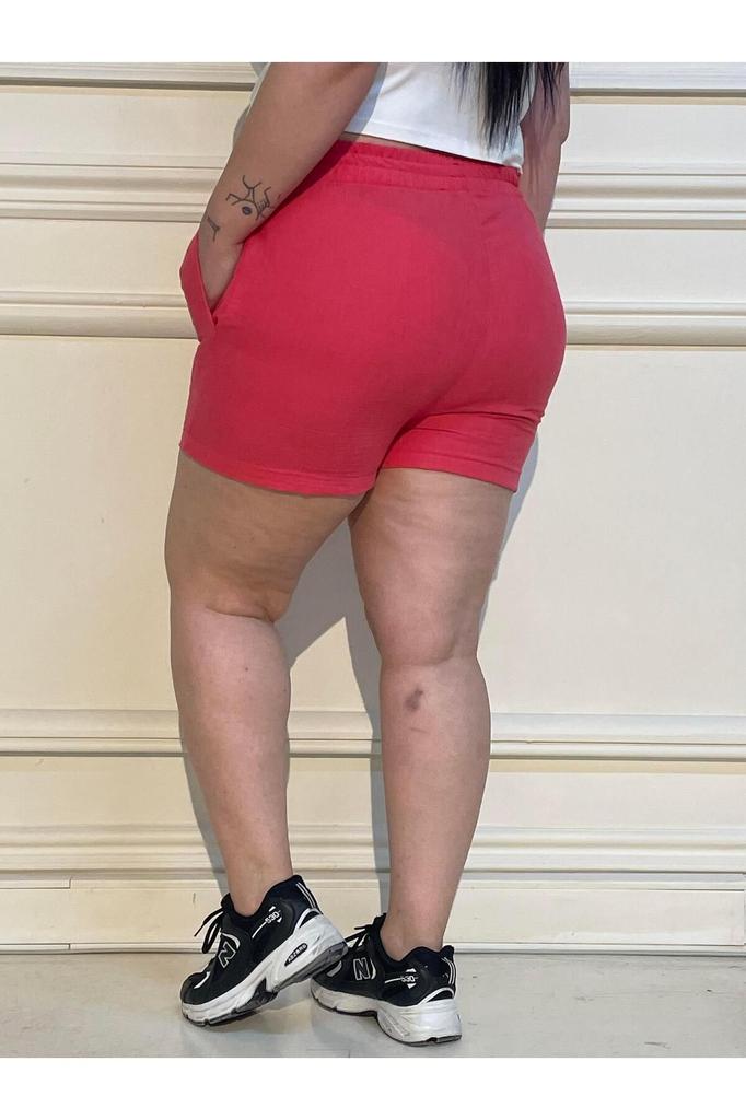 Women's Fashion Big Size Shorts & Bermudas Plus Size Green Shorts with Elastic Waist and Side Pockets