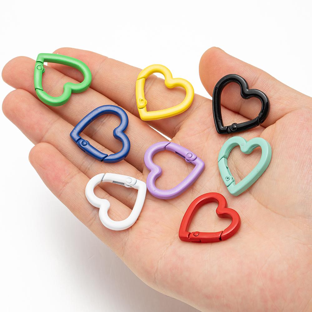 5Pcs 25mm Heart Shaped Carabiner Hook Ring Keychain Keyrings for DIY Jewelry Making Supplies Connector Buckles Accessories