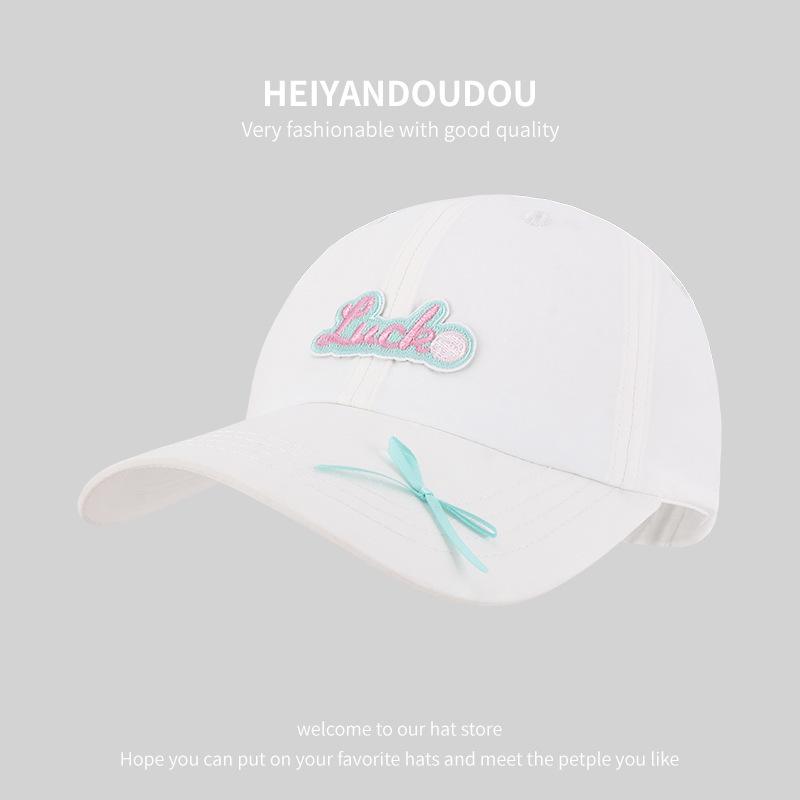 Korean Version Of Letter Embroidery Labeling Baseball Cap Women'S Summer Small Fresh Color Thin Big Head Circumference Showing Face Small Cap