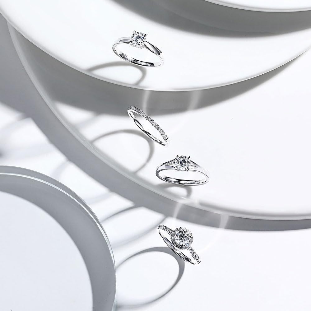 FANCIME Platinum Ring for 18 Total Size Wide Half Eternity Platinum Perfect for and Gift Wrapping Included Women, Lab-Grown Diamonds, 0.114ct, 14,