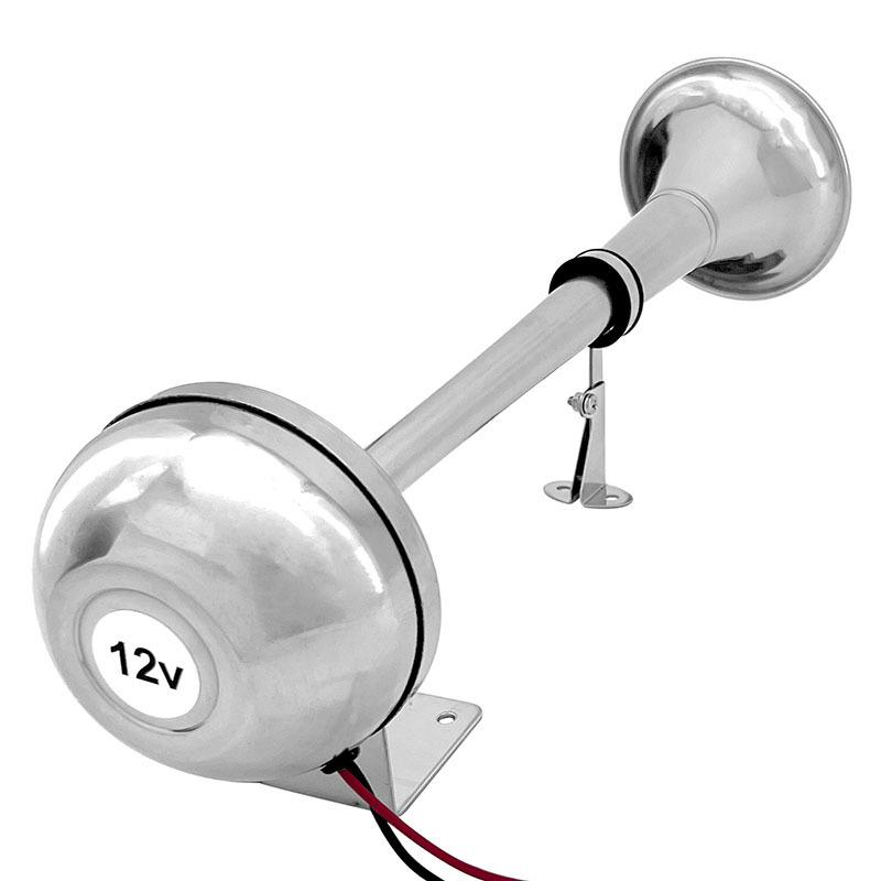 Boat Stainless Steel 12v Horn Single Air Trumpet Horn Compressor Speaker Low Tone Ship Train RV Trailer