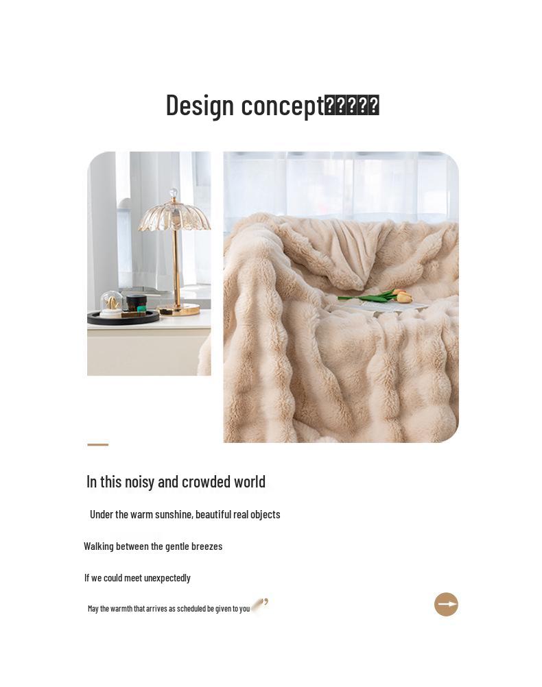 Tuscany Bubble Rabbit Fur Flannel Nap Blanket - Cozy Four-Season Coral Fleece Cover