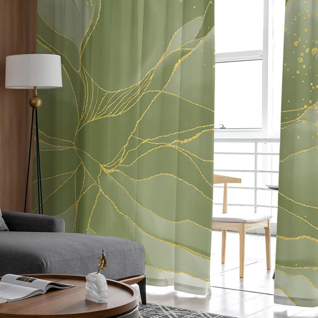 Градиентная акварельная цветочная шалфейная зеленая тюлевая занавеска для гостиной, спальни, кухни, украшение, оконная вуаль, тюлевая занавеска