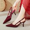 Fashion 7CM High Fine Heels Slingback Sandals Women Patent Leather Shoes Ladies Office Ankle Strap Sandalias Cut-Out Pumps Brides Shoes