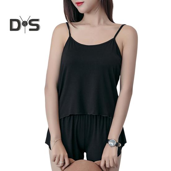 Женский пижамный комплект из 2 предметов, свободный топ на бретельках и шорты, летний повседневный комплект без рукавов для сна, домашняя одежда для спальни, домашний костюм