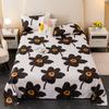 Black Flowers Flat Sheet Cartoon Floral Bedding Set Girls Women Bedroom Decor Bed Sheet 3Pcs Polyester Sheets With 2 Pillowcases