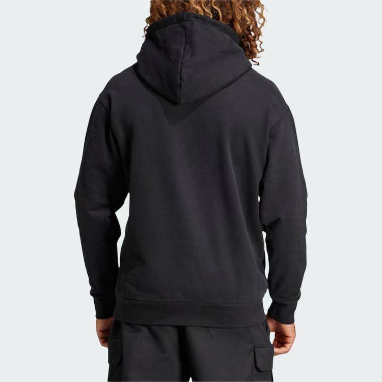 adidas Простая толстовка с капюшоном и длинными рукавами с буквенным принтом Мужская толстовка Черная IZ0368