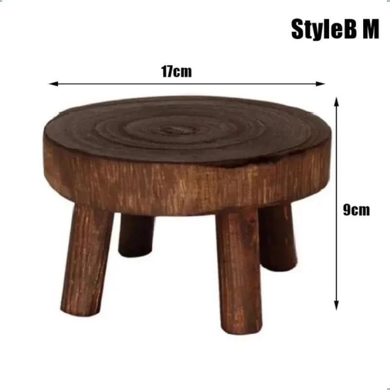 Wooden Plant Stand Flower Pot Base Holder Stool Indoor Outdoor Garden Succulent Pots Tray Flower Display Plant Stand SmallStool