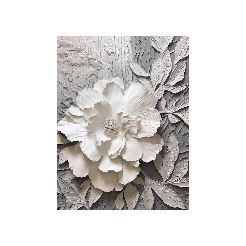 Abstract White Flower Oil Painting Printed On Canvas White Floral Posters and Prints for Porch Living Room Wall Decoration