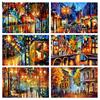 HUACAN Diamond Cross Stitch Landscape Full Square Picture Rhinestones Mosaic Street Scenery