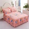Floral Printed Bedspread Bedskirts Set 3PCS Bed Fitted Sheet With 2 Pillowcases Soft Breathable Bed Mattress Cover Protector Mat