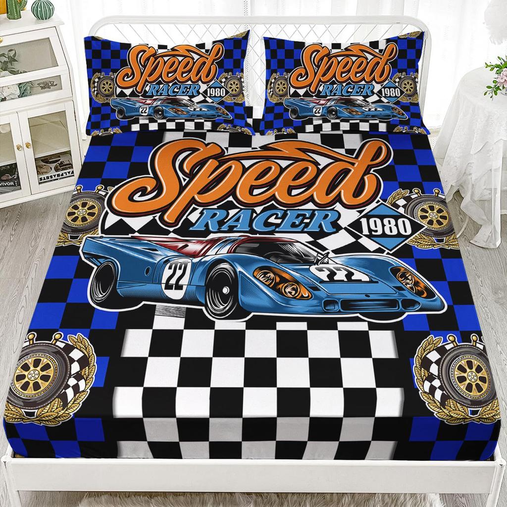 Экстремальные гонки Лист с рисунком Комплект постельного белья из трех предметов С цифровой печатью Лист Взрослые Дети