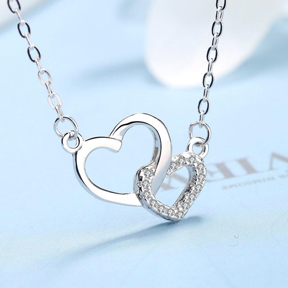 Новое женское ожерелье из стерлингового серебра 925 пробы с подвеской в форме сердца, модное красивое микрокольцо с цирконием, цепочка для ключицы, ювелирное изделие в подарок