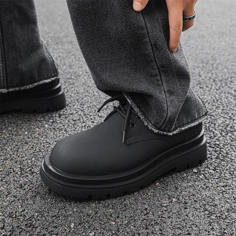 Обувь мужская 2024 года, новые популярные повседневные кожаные туфли весна-осень, черные туфли Martin, универсальные туфли дерби на платформе 3225-J