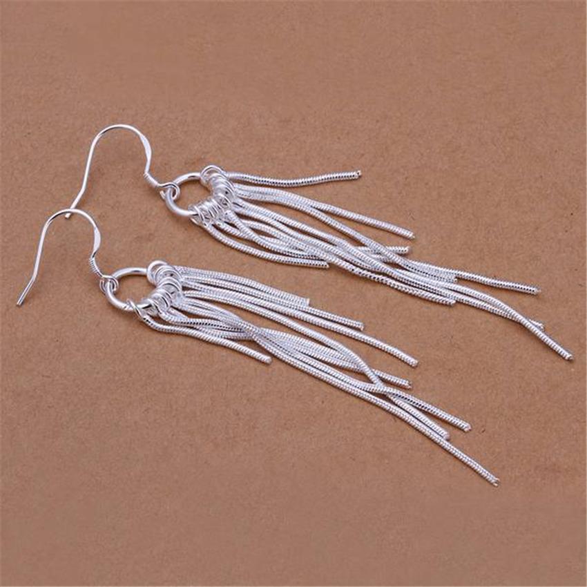 Silver Plated Necklace Set S925 Silver Earring Set Silver Plated Jewelry Girls Tassel Wicker Earrings Necklace Set