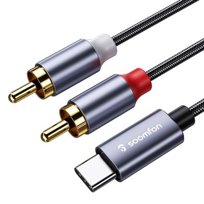 Конвертер USB Type C в RCA 3M Аудиокабель SOOMFON с 2 разъемами RCA ЦАП Прочный нейлоновый Совместимый с домашним кабелем, - Type-C (Красный Белый), Чип, Y-образный
