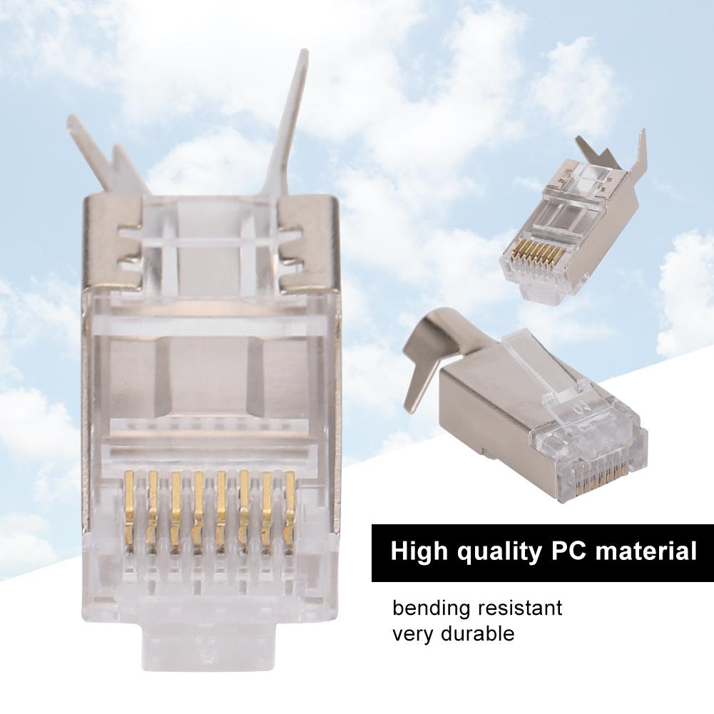10 Pcs Shielded RJ45 8P8C CAT7 30GIP Communication Network Server Connectors Ethernet Cable RJ45