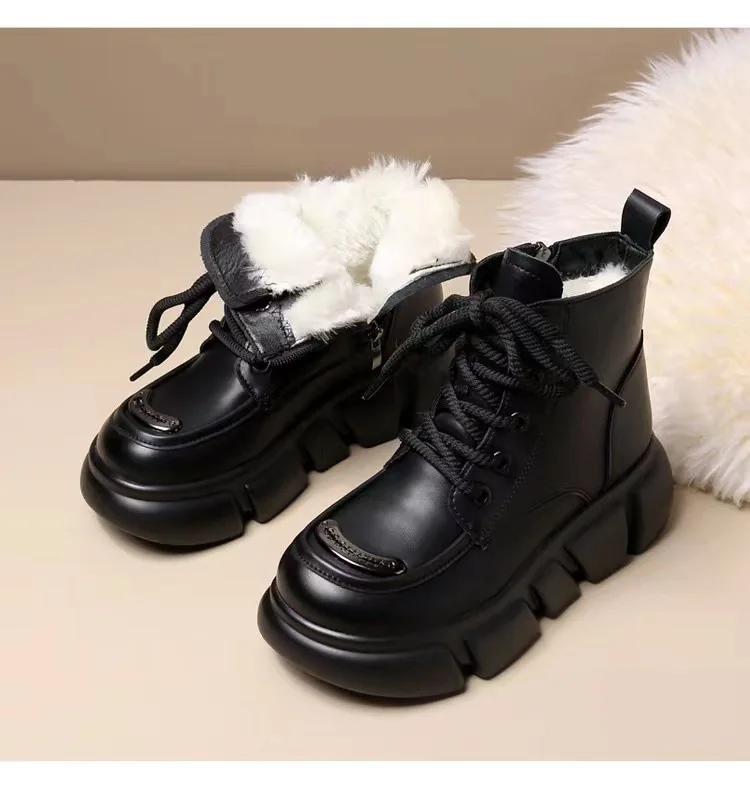 Модные новые зимние сапоги, короткие меховые сапоги, зимние сапоги из бархата и супертолстого хлопка, модные теплые водонепроницаемые женские туфли на платформе