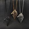 Vintage Men Wolf Head Pendant Necklace Sweater Cosplay Jewelry
