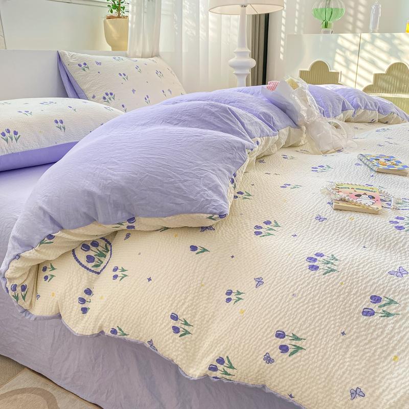 Постельное белье из ситца, комплект из четырех предметов: простыня, пододеяльник, наволочки