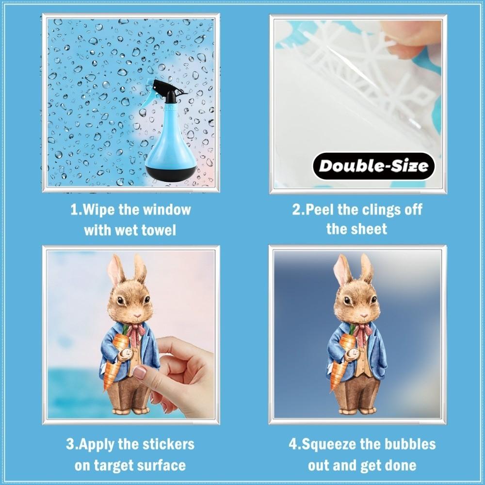 Waterproof Easter Door Stickers Creative Easter Bunny Static Cling Decal  Festive Decorations