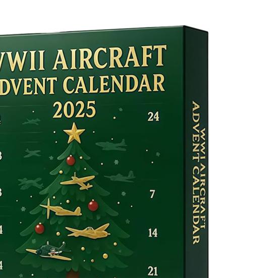WWII Aircraft Advent Calendar 2025 24 Days Fighter Jets Ornaments Christmas Countdown Calendar Collectible Mini Warbirds Model for Collectors History