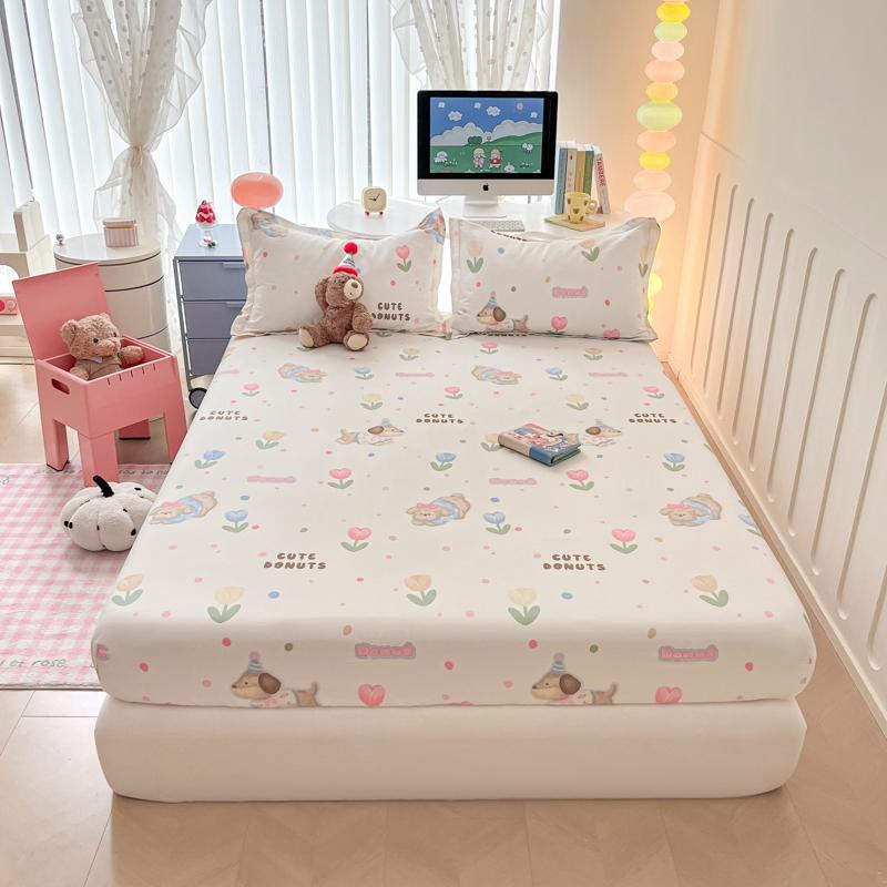 Cartoon Style Ocean Fish Pattern Fitted Sheet Set Sailboat Print 100% Cotton Mattress Protector for Kids Boys Girls Bedding Set