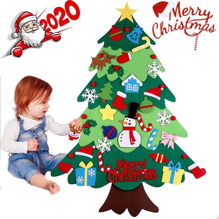 DIY Рождественская елка с украшениями для детей, подарки, дверная настенная подвеска