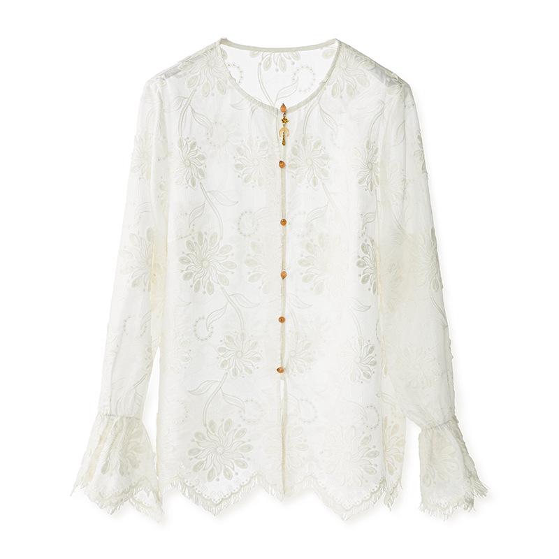 Весеннее платье с вышивкой из жаккарда и рукавами-трубами - Новый китайский стиль