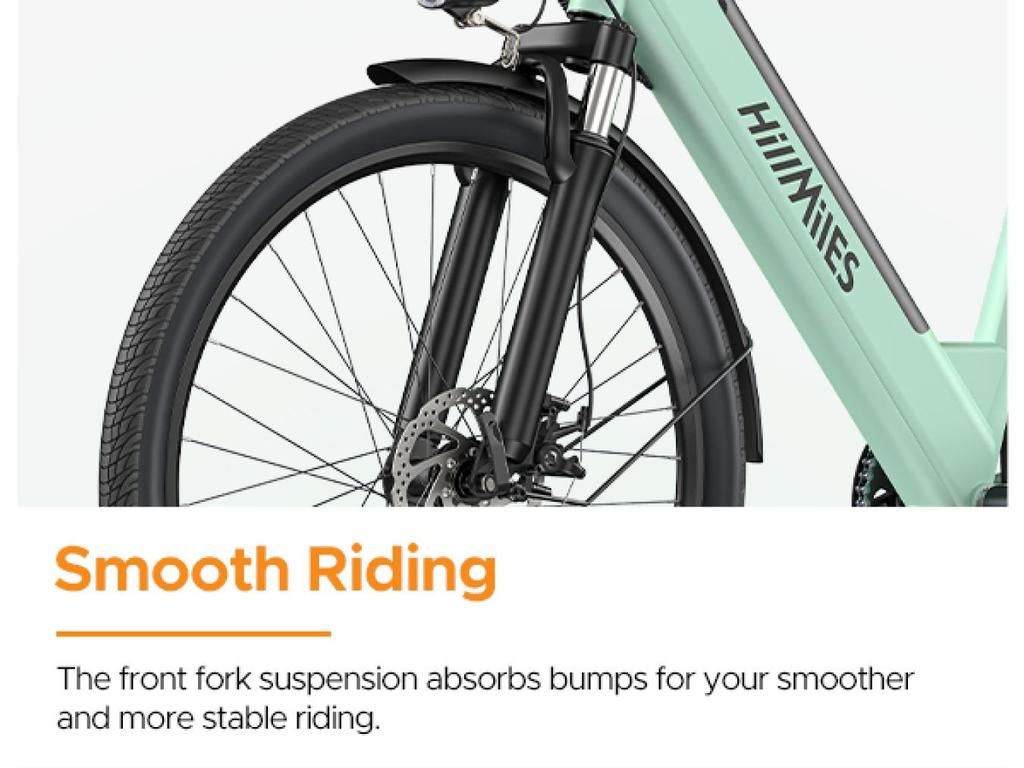 HILLMILES MileCity 1 Straddle Electric Bike: 80-100 km range, 20" wide tires, Shimano 7-speed gearbox, IPX4 - Urban commuting