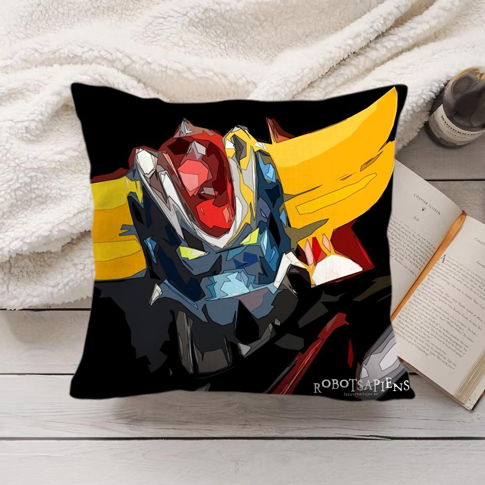 GGoldorak Anime cool Cushion Cover Silky Short Plush Invisible Zipper Dustproof Sofa Pillow Case for Home Decor