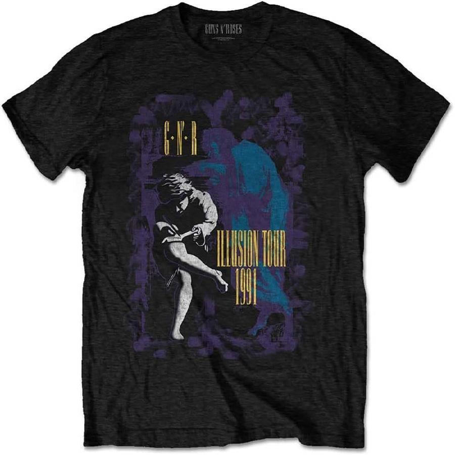 Мужская футболка Guns N’ Roses Illusion Tour '91, узкий крой, размер S, черная
