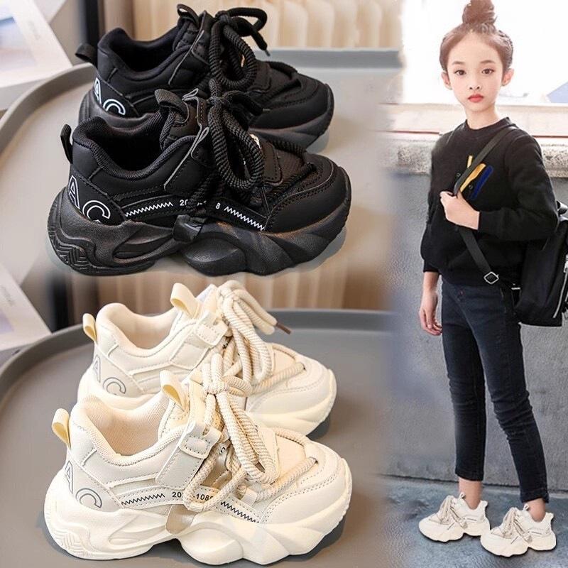 Classmate Girl 2025 New Spring and Autumn Children's Sports Shoes Dad Shoes Girl Little White Shoes Winter Velvet
