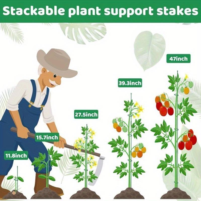 28Pcs Adjustable Plant Support Sticks with 28 Rings 14 Connectors Perfect for Potted Flowers Tomato Rose Indoor Outdoor