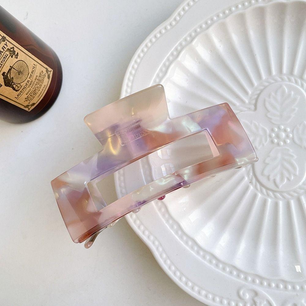 French Style Acetic Acid Hair Clip Colorful Shark Clip Rectangular Hollow Hair Claw  Female