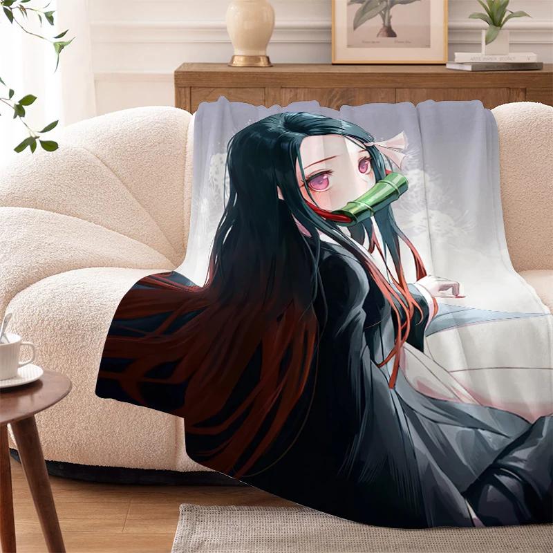 Пледы для дивана на зиму Аниме D-Demons Slayer Теплый на колени Кровать Флис Кемпинг Пушистые Мягкие Пледы Микрофибра Постельное белье Кинг-сайз