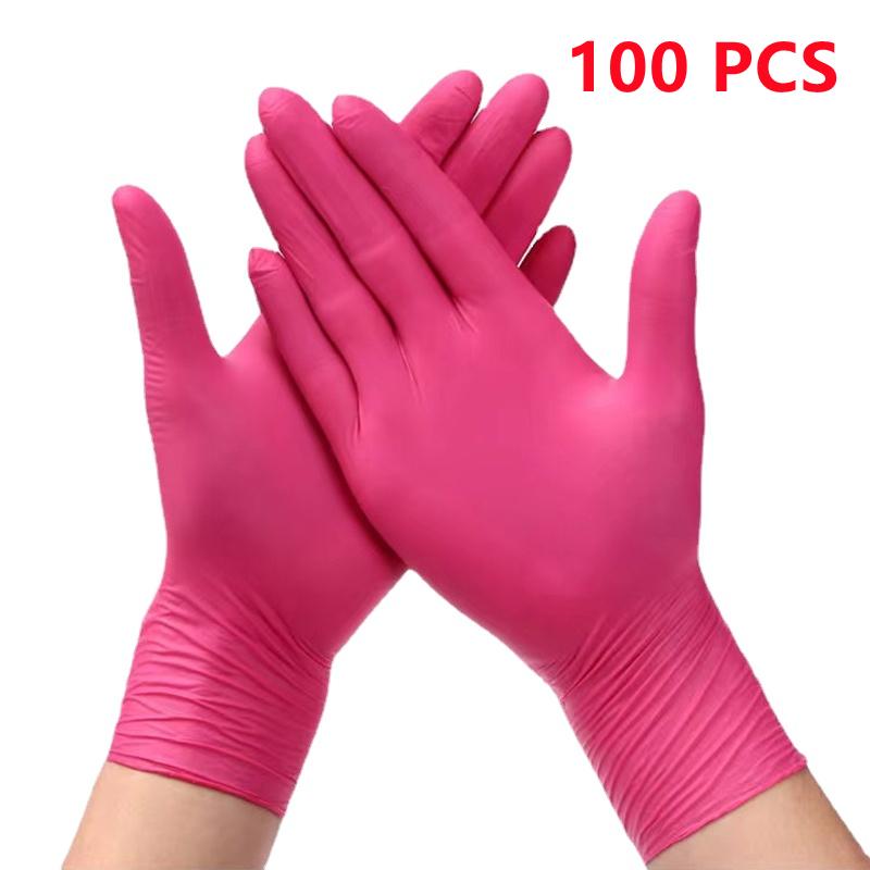 100PCS Purple Nitrile Gloves Thickened Disposable Gloves for Kitchen Household Cleaning Garden Mechanic Work Hair Salon Tattoo