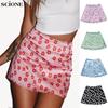 SCIONE 2020 Women's Skirt High-Waisted Satin Print Skirt European American Style Flower Sexy Skirt